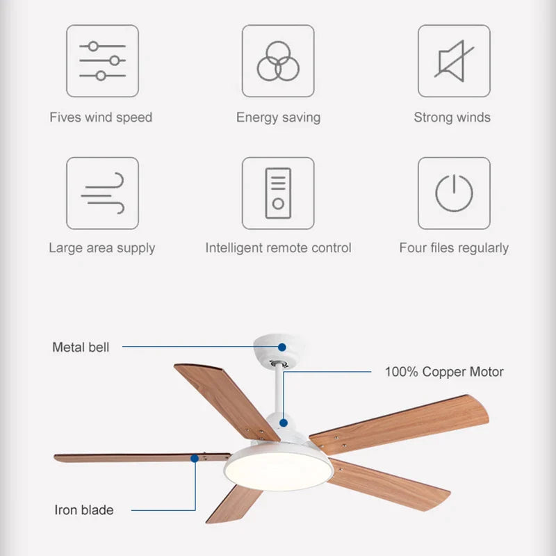 Afralia™ 5-Blade Wooden Ceiling Fan Light with Remote Control and Adjustable Wind Speed