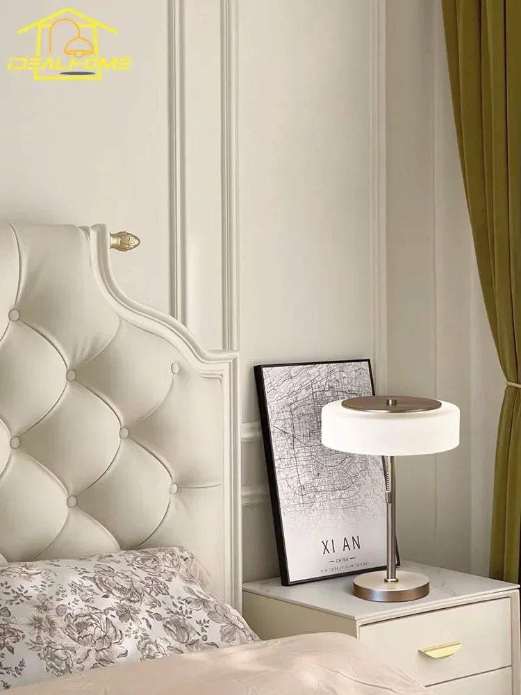 Afralia™ Cream Glass Table Lamp LED E14, Modern Design Luxury Vintage Style