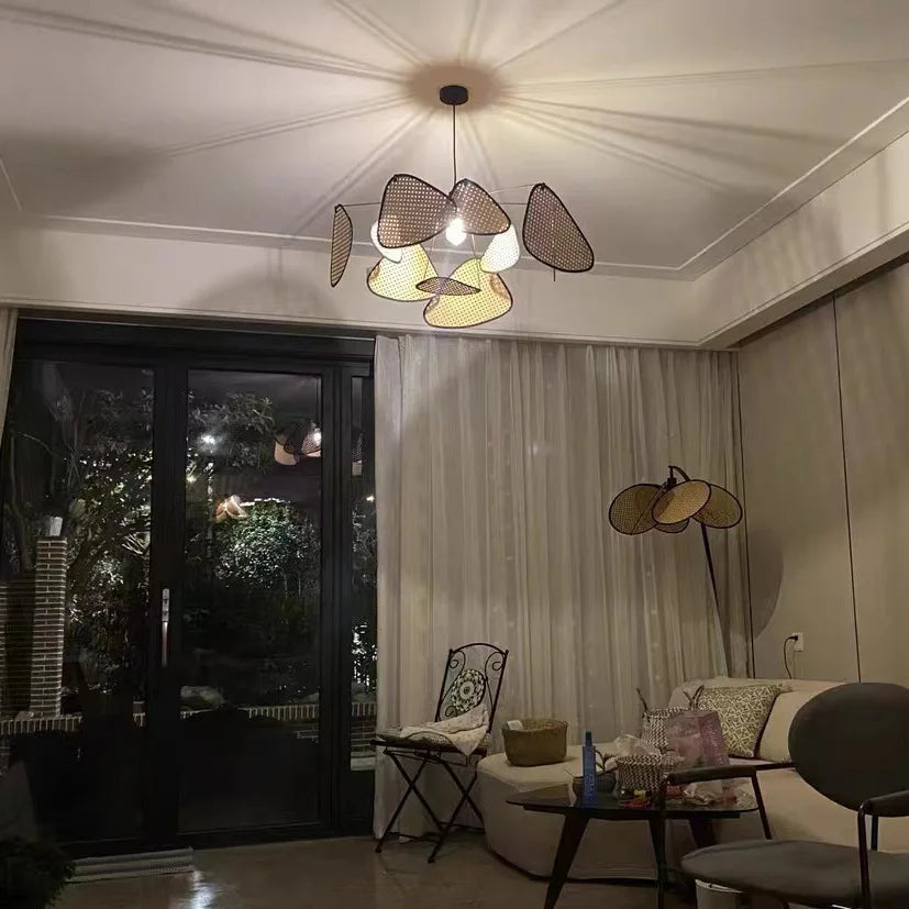 Afralia™ Rattan Ceiling Chandelier Pendant Light for Living Dining Bedroom