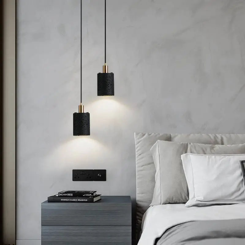 Afralia™ Black Hole Stone Chandelier | Nordic Raw Stone Decorative Bedside Lamp