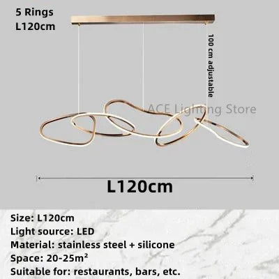 Afralia™ Gold LED Ring Ceiling Chandelier: Modern Luxury for Bar, Hotel, Bedroom & Restaurant