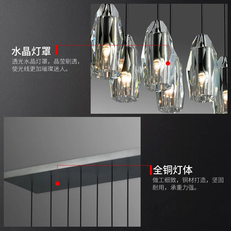 Afralia™ Nordic Crystal Pendant Light: Black, Post-modern, Bar Counter, Copper Chandelier