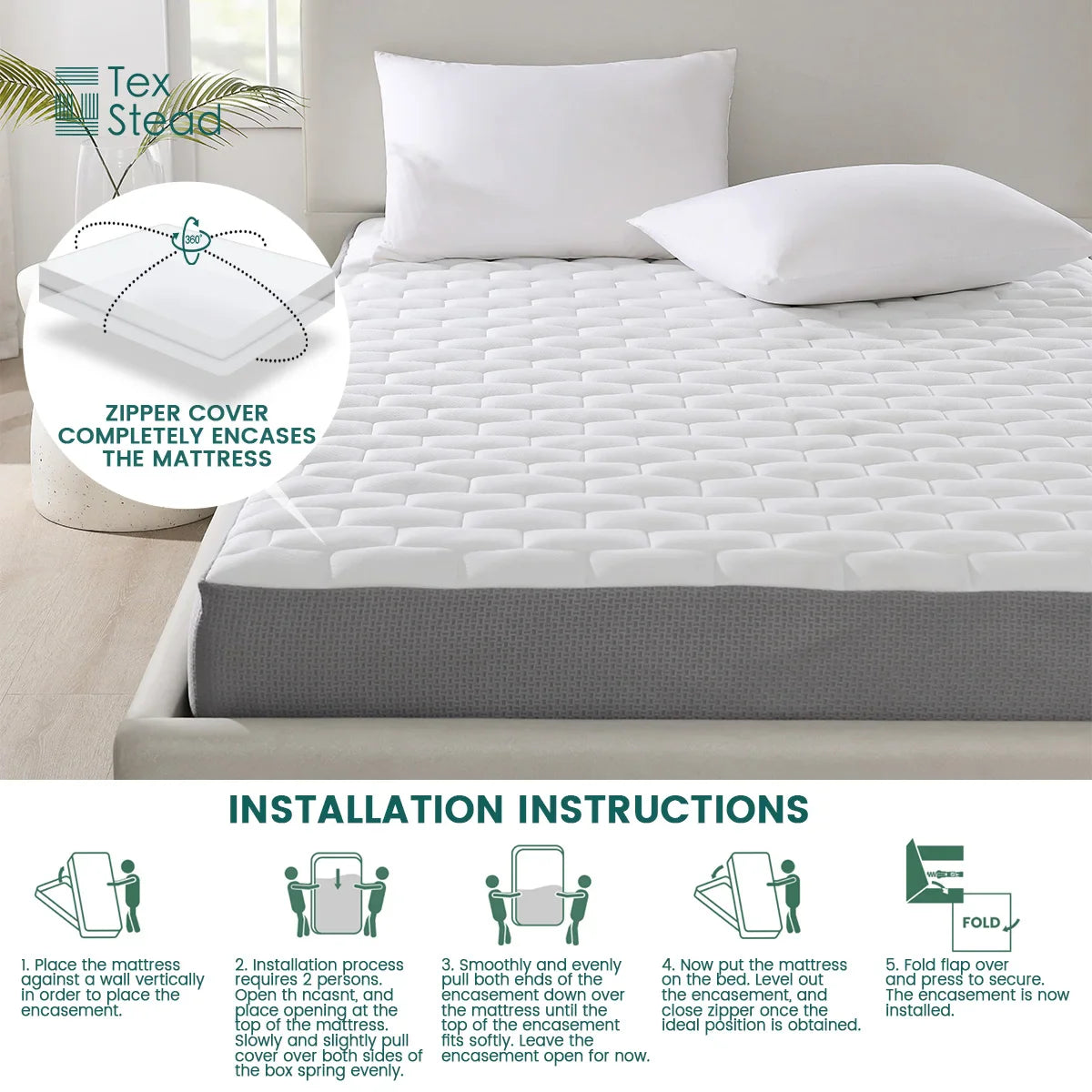 Afralia™ Waterproof Zippered Mattress Protector Encasement for Heavy Duty Protection