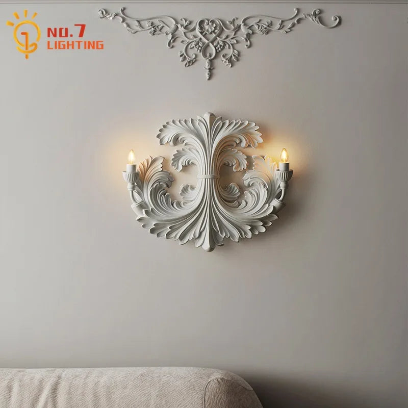 Afralia™ Vintage Relief Gypsum Wall Lamp LED E12 for Romantic Atmosphere