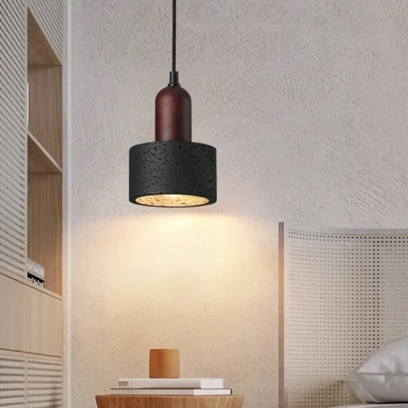 Afralia™ Black Travertine Pendant Light: Nordic Modern LED Hanging Lamp for Living Room & Bedroom
