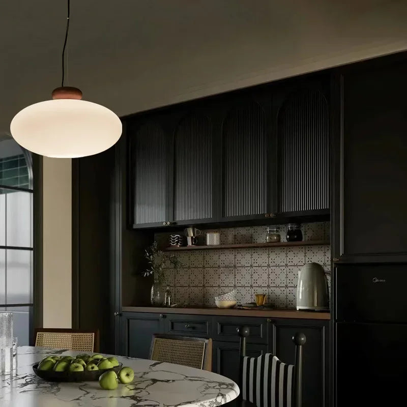 Afralia™ Nordic Wood Glass Pendant Light Chandelier for Dining Room and Bar Home Decor