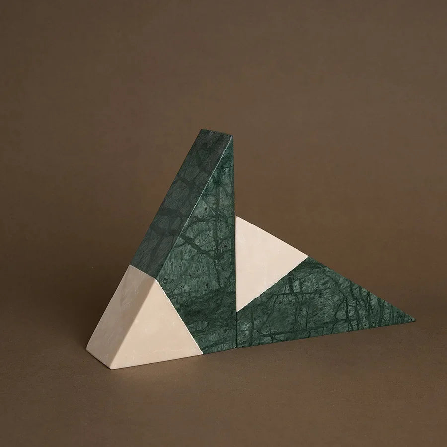 Afralia™ Green Marble Bookends Retro Travertine Holder Home Decor