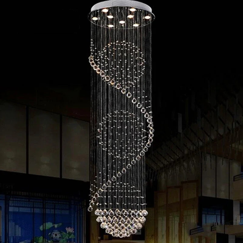 Afralia™ Modern Spiral Crystal LED Chandelier for Dining Room, Living Room, Staircase & Bedroom