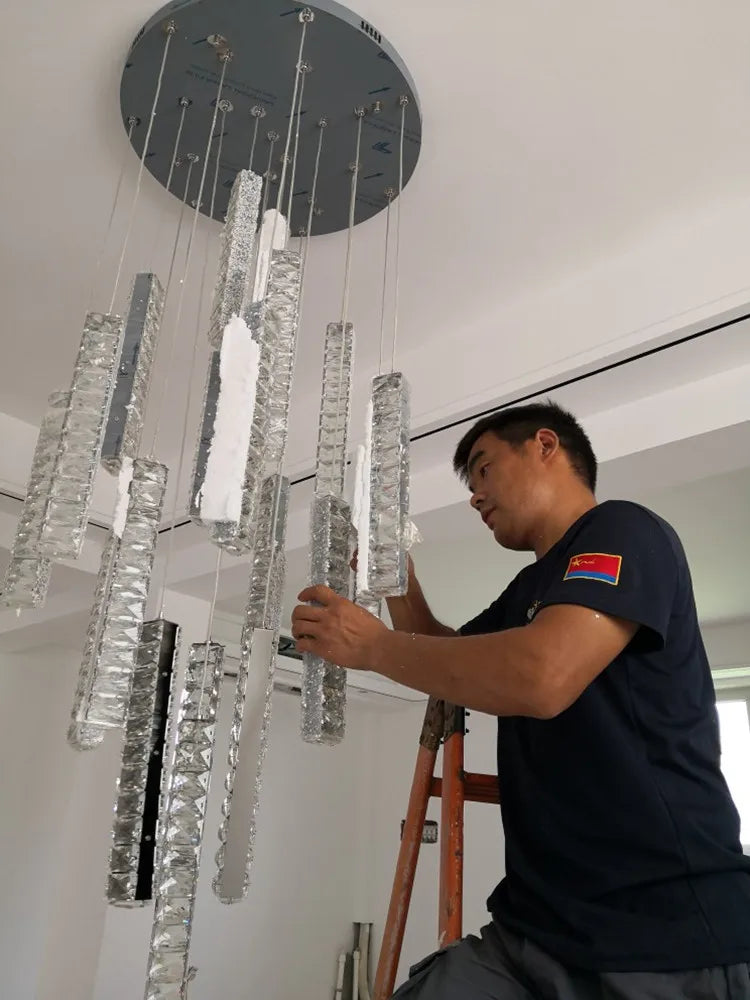 Afralia™ Luxury LED Crystal Spiral Staircase Chandelier for Duplex Villa & Restaurant