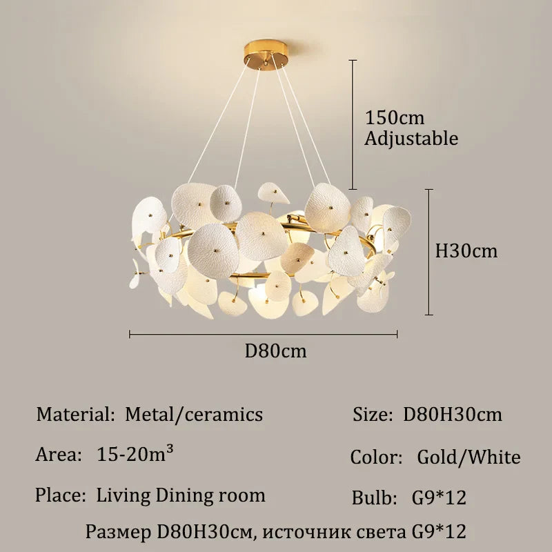 Afralia™ Luxury Ceramics Pendant Ceiling Chandelier LED Dining Table Light