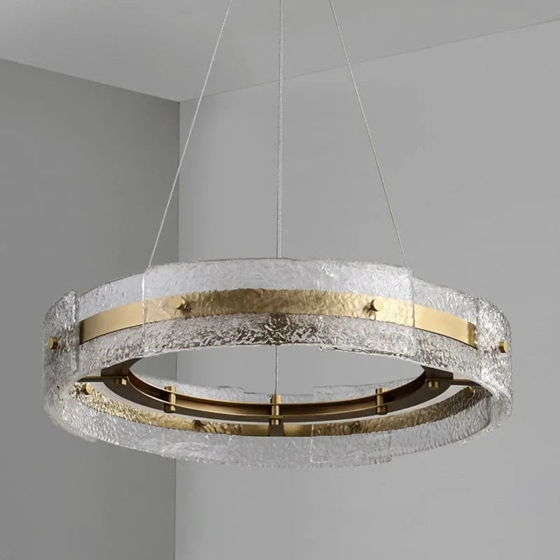 Afralia™ Modern Gold Metal Round Glass Ceiling Chandeliers for Luxurious Living Spaces