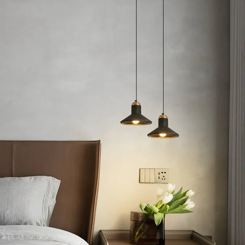 Afralia™ Black Travertine LED Pendant Light for Minimalist Nordic Interior Decor