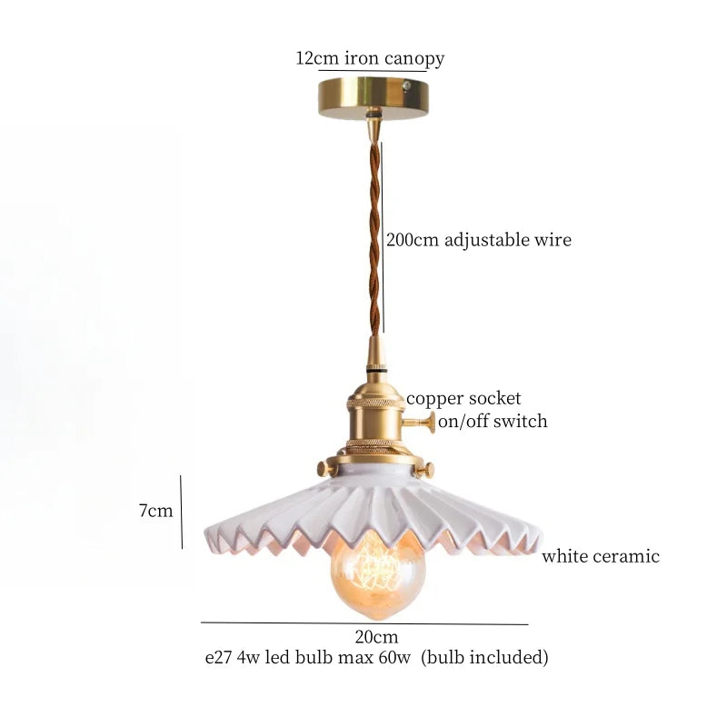 Afralia™ Cyan Ceramic LED Pendant Light for Loft Cafe Bar Decor