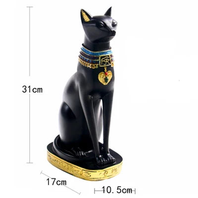 Afralia™ Resin Egyptian Cat Bestet Goddess Figurine Sculpture for Home Office Decor