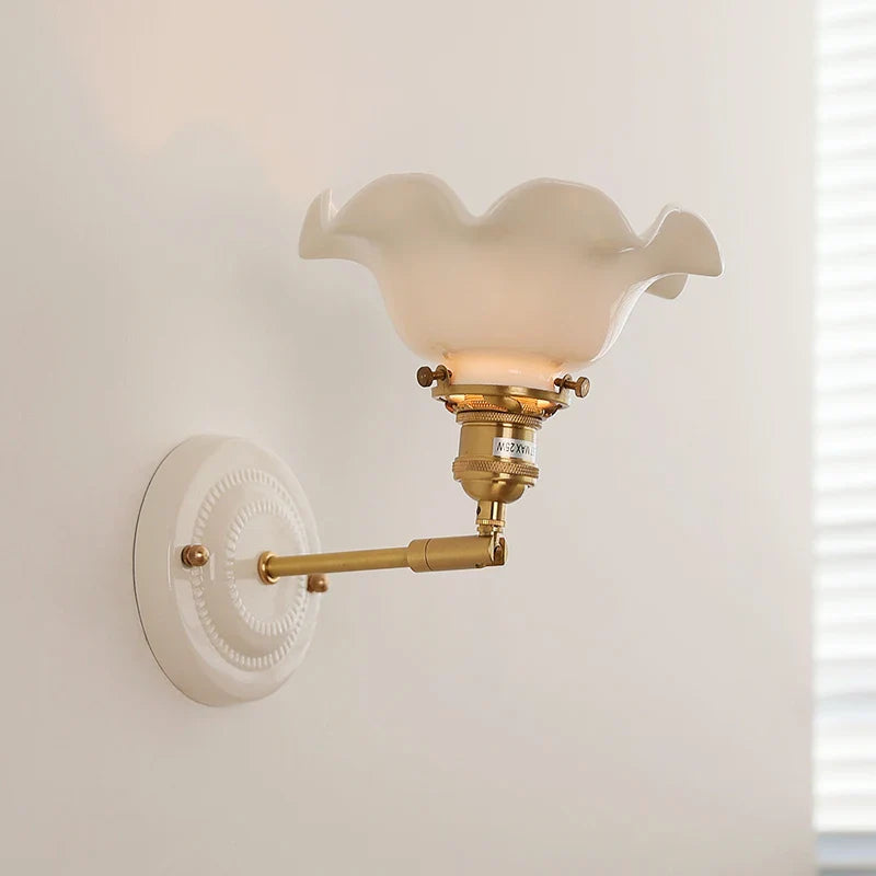 Afralia™ LED Ceramic Wall Lamp with Copper Arm for Bedroom Bathroom Mirror