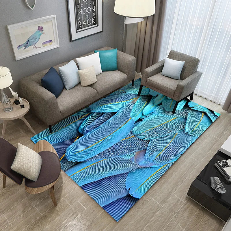 Feather Print Velvety Home Carpets by Afralia™: Quality Rugs for Living Room and Bedroom