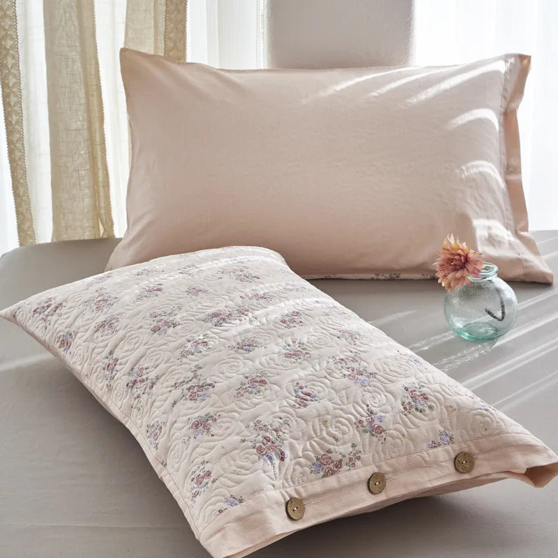 Afralia™ Quilted Cotton Pillowcase: Double-Sided, Cozy, Button Lock, Skin-Friendly, Printed Home Textile
