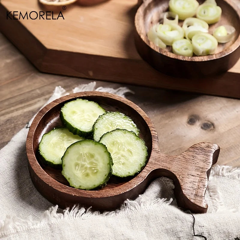 Japanese-Inspired Acacia Wooden Tea Tray | Fish-Shaped High-Value Serving Platter