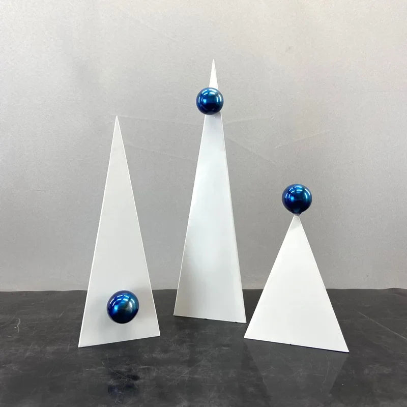 Afralia™ Geometric Triangle Blue Ball Ornament: Abstract Decorative Figurine