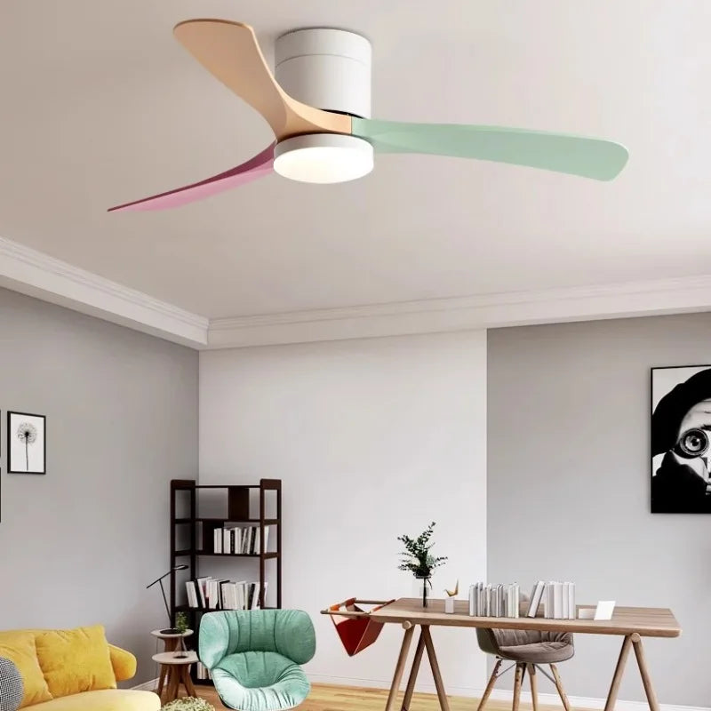 Modern Black/White ABS Blade Low Profile Ceiling Fan Light with Remote Control by Afralia™