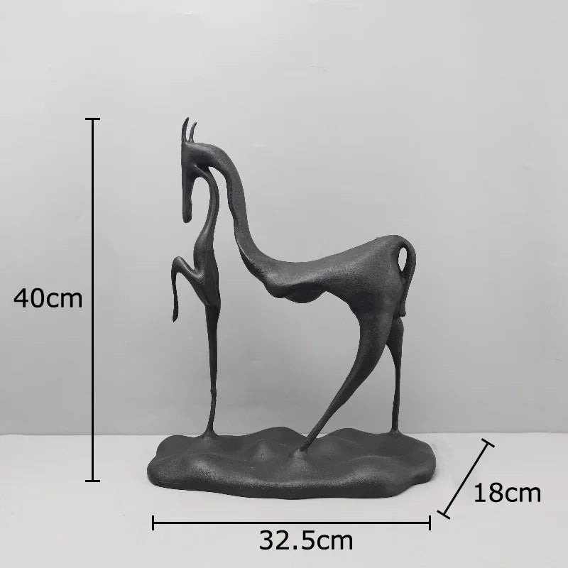 Afralia™ Cast Iron Horse Sculpture Modern Desk Decor Minimalist Room Artistic Craft Figurine