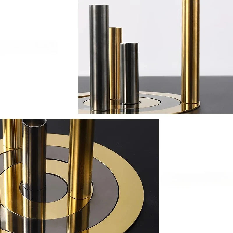 Afralia™ Stainless Steel Geometric Target Metal Figurine for Home Decoration