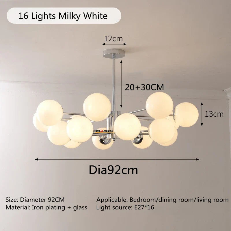 Afralia™ Silver LED Glass Chandelier for Bedroom Living Room Kitchen - Modern Nordic Pendant Light