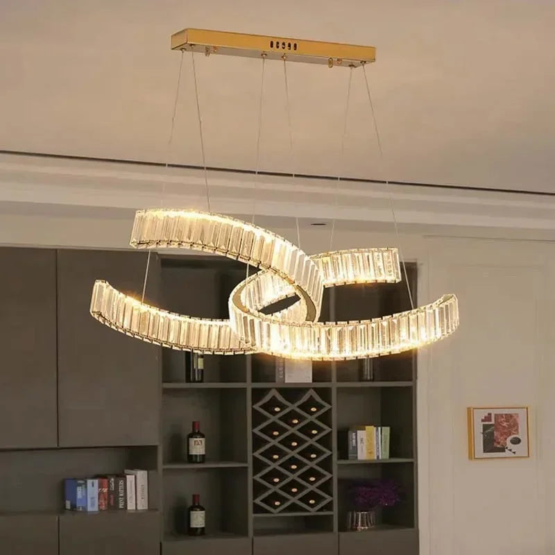 Afralia™ Gold Crystal LED Chandeliers for Home Living Dining Room Lighting