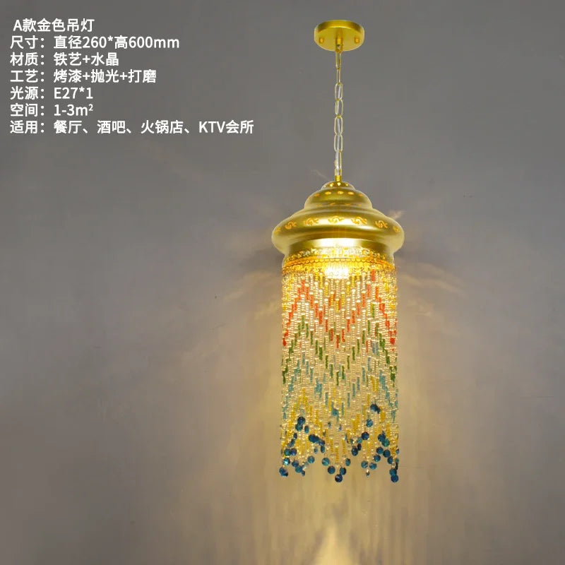 Afralia™ Bohemian Crystal Pendant Lights LED E27 Gold/Black Cafe Bar Decor