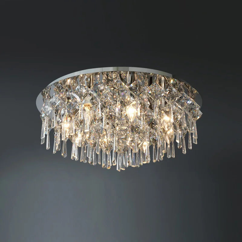 Afralia™ Crystal Luxury Chandelier: Dimmable LED Round Ceiling Light for Bedroom Living Room