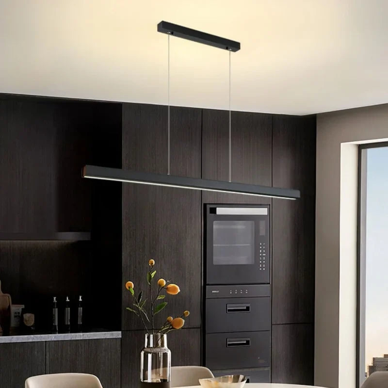 Afralia™ Modern Straight Pendant LED Light - Minimalist Painted Aluminium Chandelier