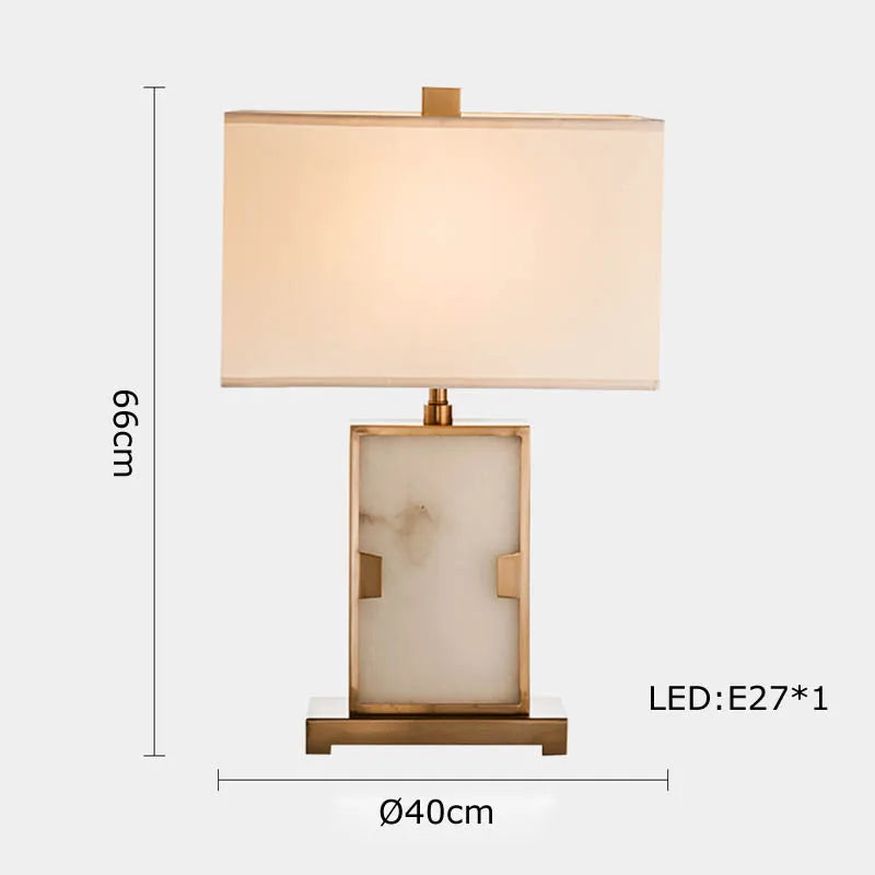 Afralia™ Oriental Marble LED Desk Lamp Classy Home Decor Luxury Textile Table Light.