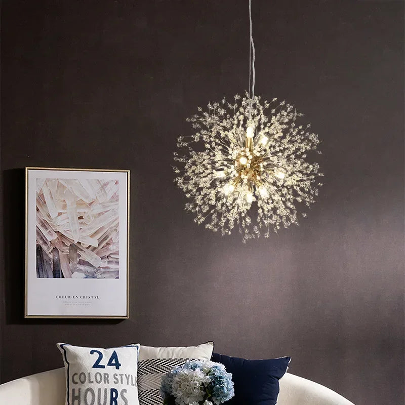 Afralia™ Modern Crystal Dandelion Chandelier Pendant Lamp for Stylish Home Decor