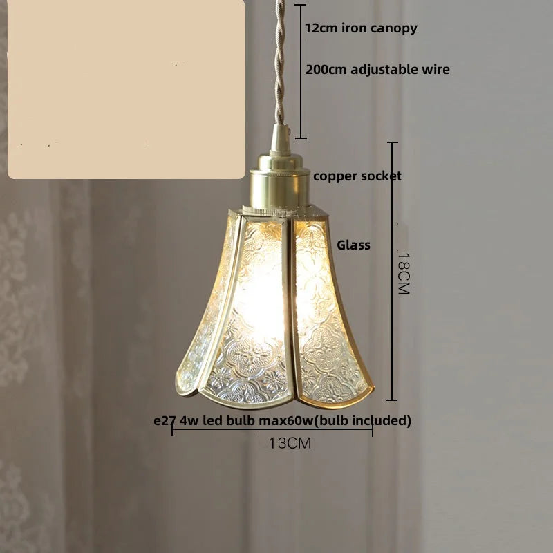Afralia™ Tiffany Style LED Glass Pendant Light Fixture - Copper Socket & Clear Glass