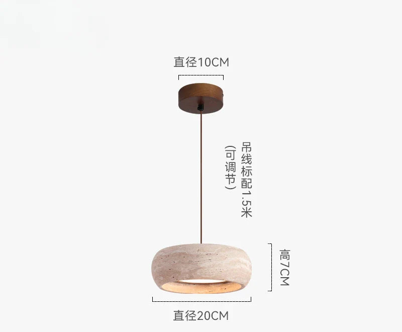 Afralia™ Natural Stone Art Pendant Light Yellow Travertine LED Chandelier