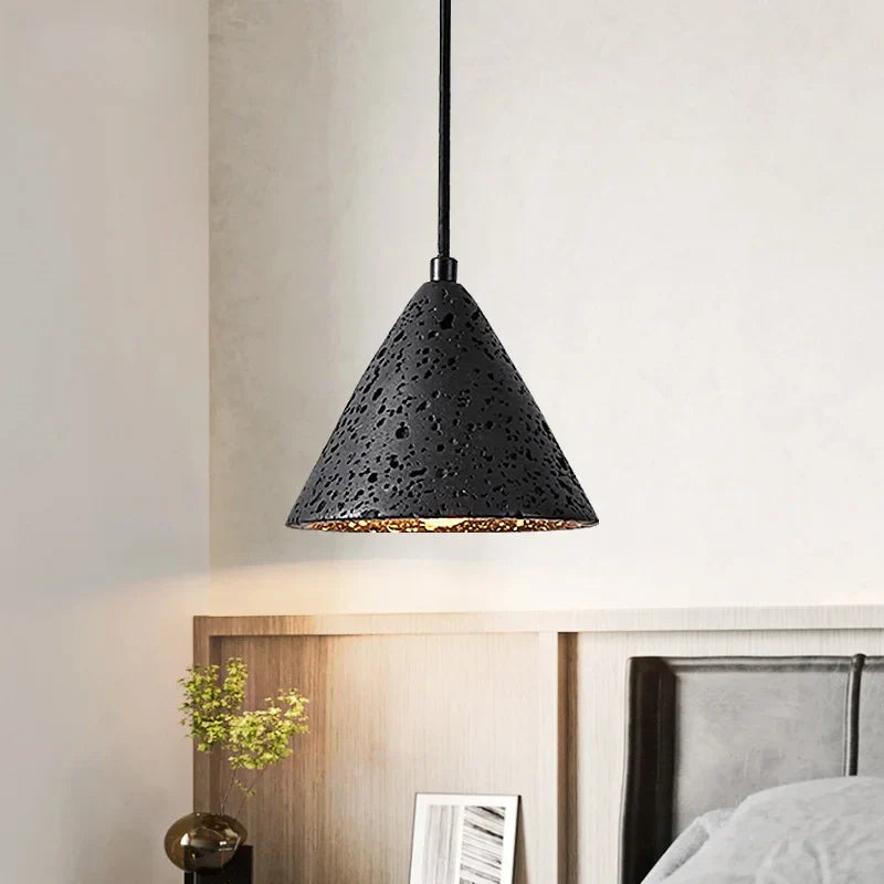 Afralia™ Black Travertine LED Pendant Light - American Vintage Interior Lighting for Living Room