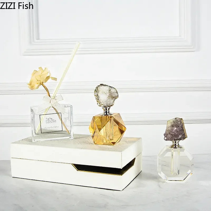 Afralia™ Gold-plated Agate Stone Perfume Bottle for Aromatherapy Essential Oils