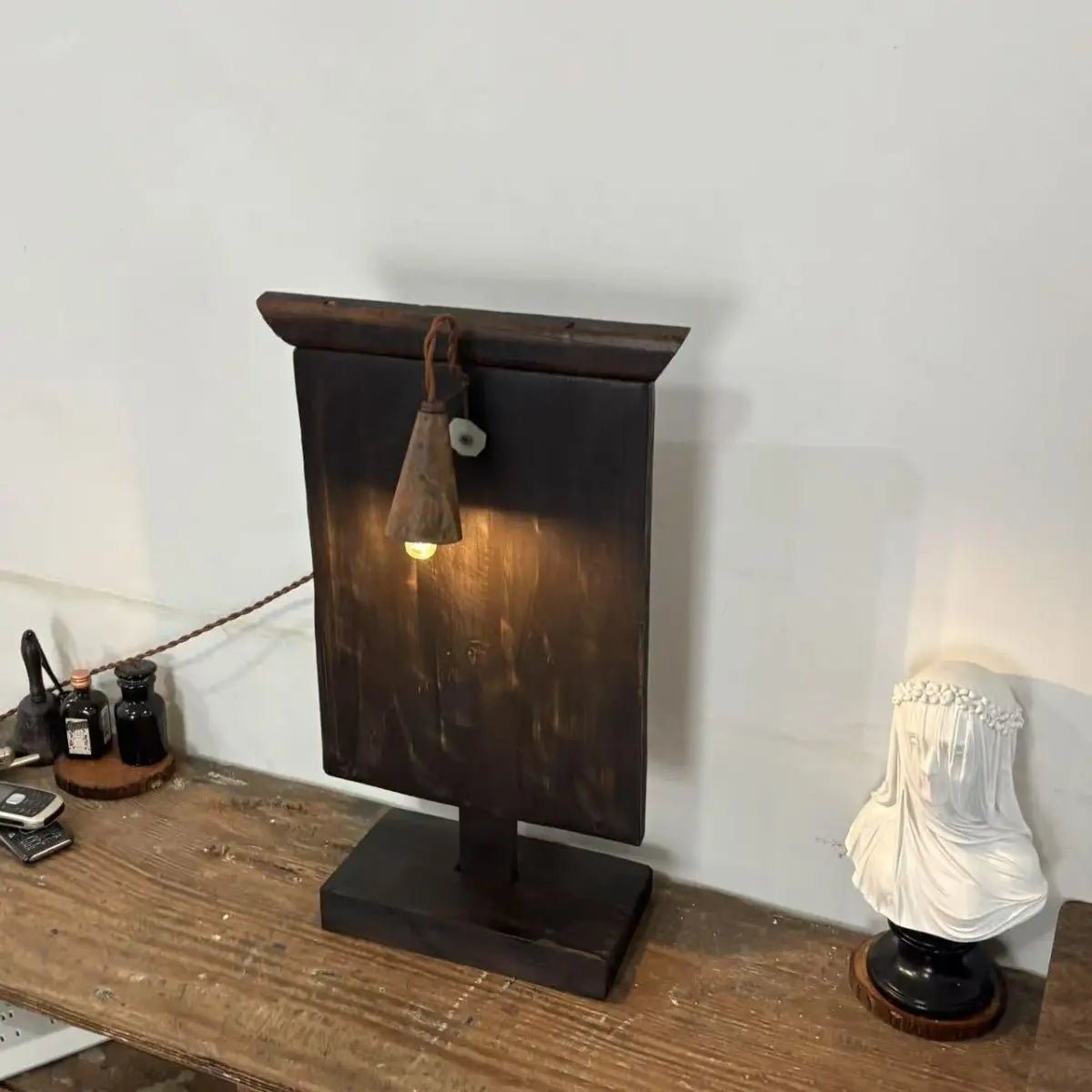 Afralia™ Vintage Floor Standing Magazine Rack with Reading Lamp and Shelves
