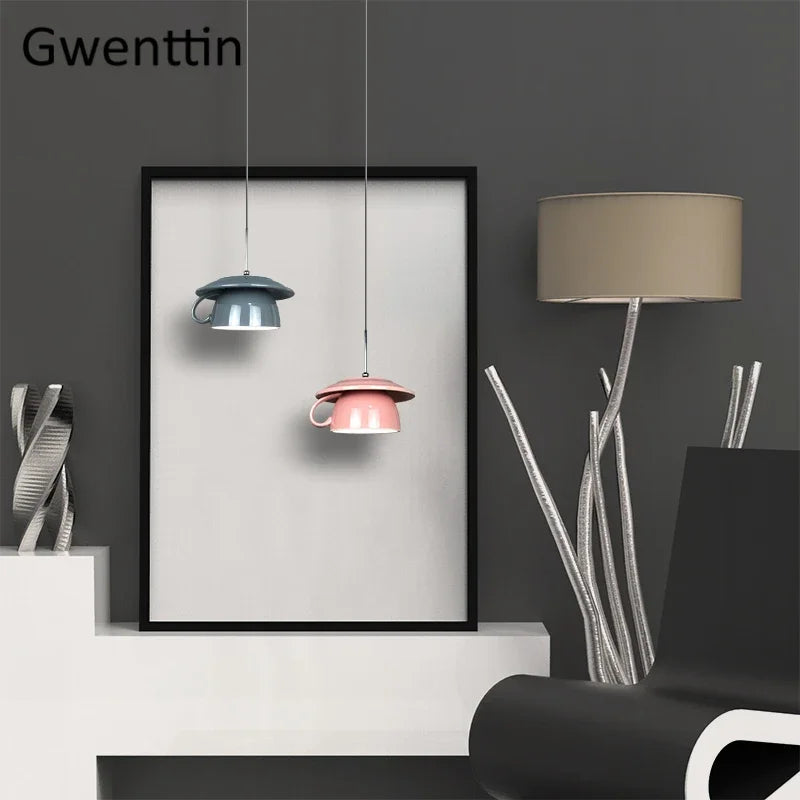 Afralia™ Ceramic Cup Pendant Light: Stylish LED Hanging Lamp for Home Decor and Kitchen