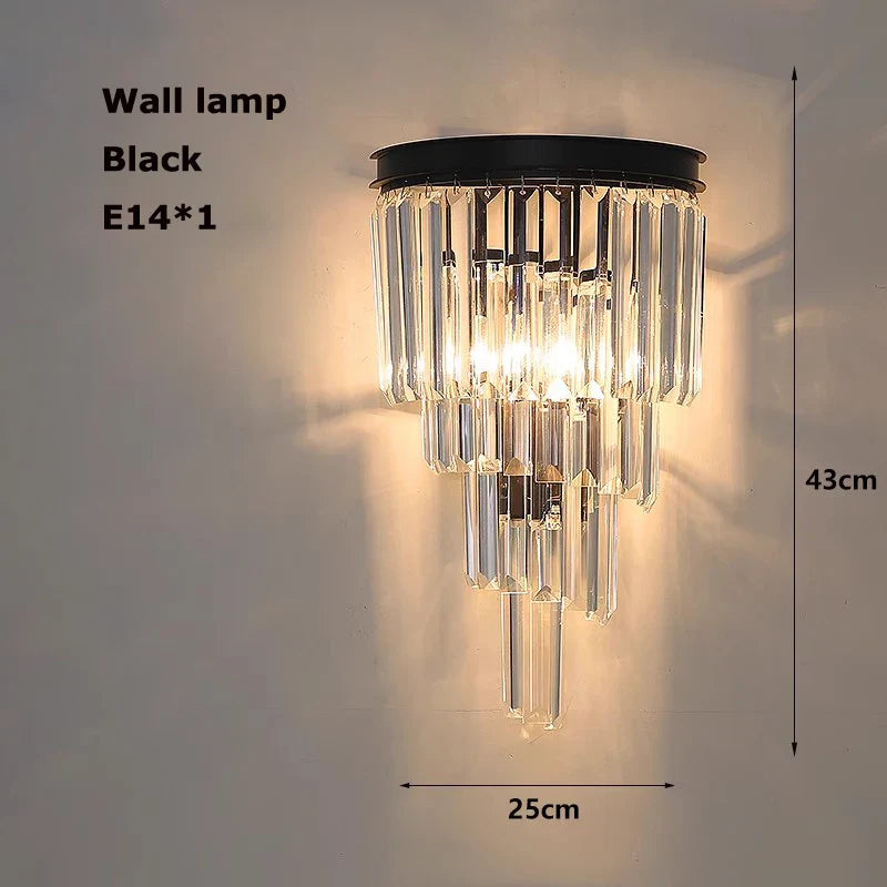 Afralia™ Crystal LED Chandelier Black Gold Finish for Dinning Room
