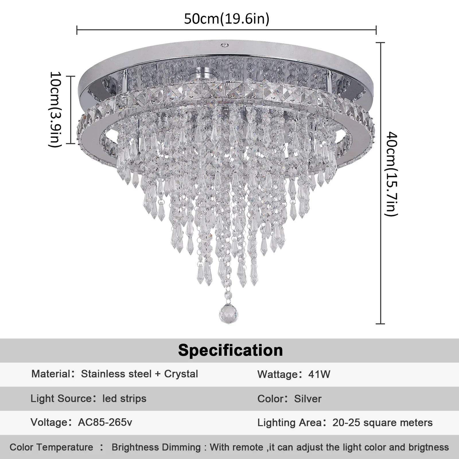 Afralia™ Crystal LED Ceiling Chandelier: Remote Dimming Round Lamp for Luxury Home Decor