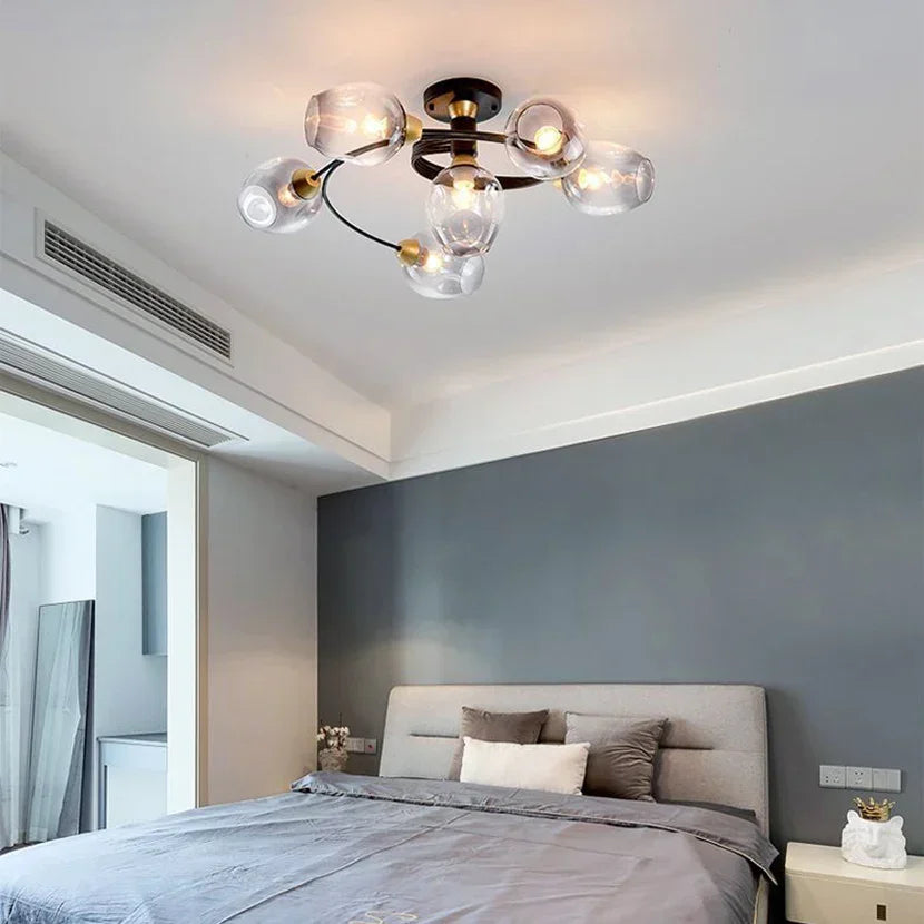 Afralia™ Glass Ball LED Chandeliers for Room Pendant Lights