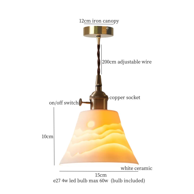 Afralia™ Minimalist Ceramic LED Pendant Lamp for Kitchen Bedroom Living Room
