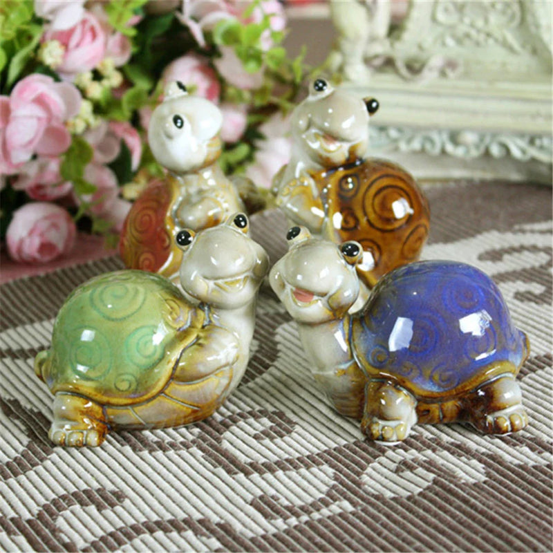 Afralia™ Ceramic Frog and Tortoise Set: Creative Home Office Decor and Landscape Ornament