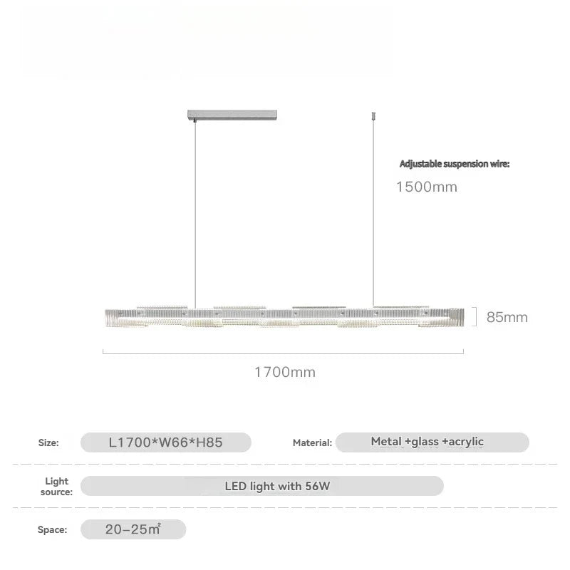 Afralia™ Black Glass Linear Chandelier for Dining Office Bar Modern Kitchen Island