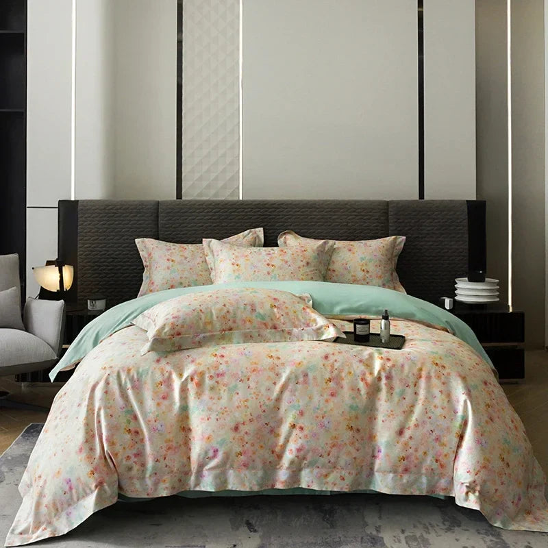 Afralia™ Egyptian Cotton Bedding Set - Queen King Full Size Duvet Cover Sheet Pillowcase