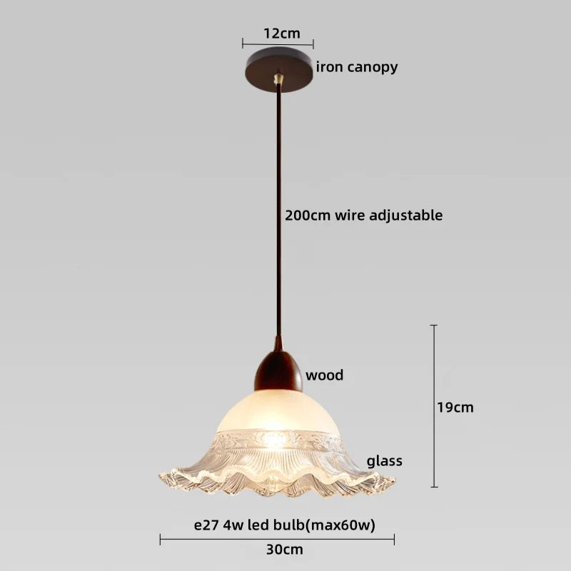 Afralia™ Glass Wood LED Pendant Lights: Modern Nordic Style Hanging Lamp for Bedroom and Balcony