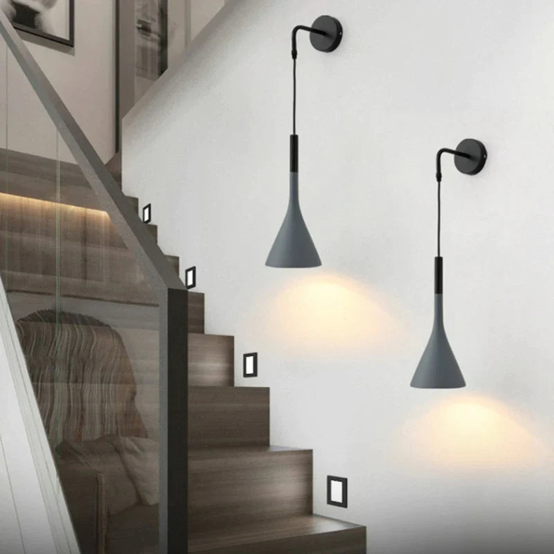 Afralia™ Modern Gray White Black LED Wall Sconces for Bedroom Living Room