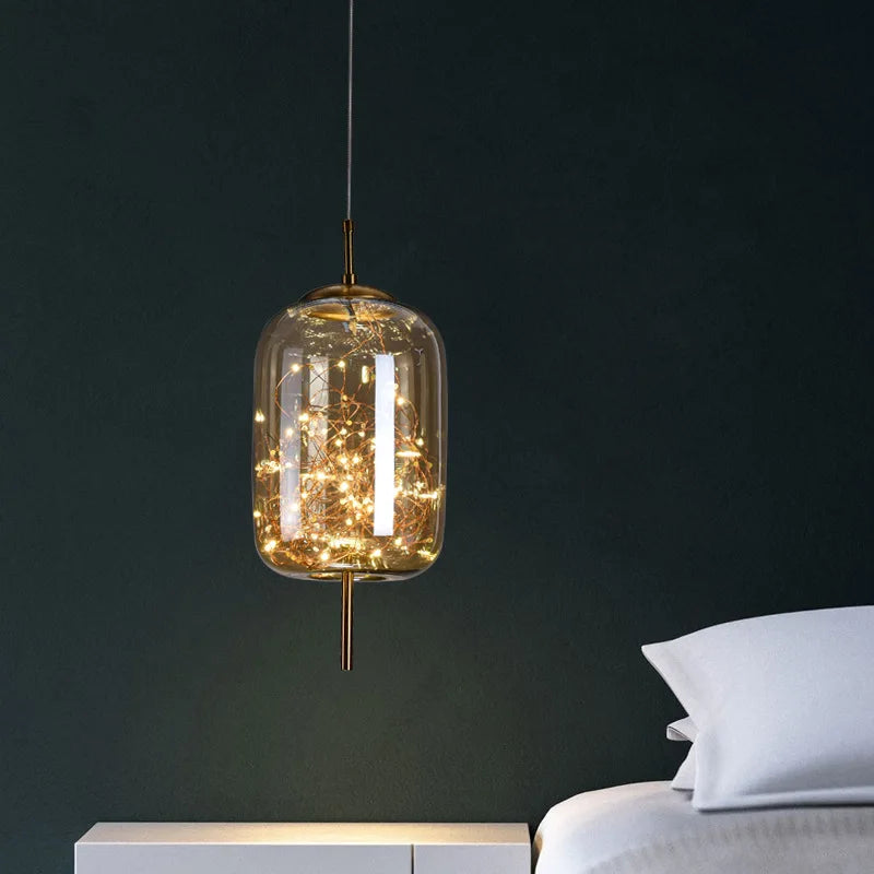 Afralia™ LED Starry Sky Pendant Lights Luxury Living Room Lamps
