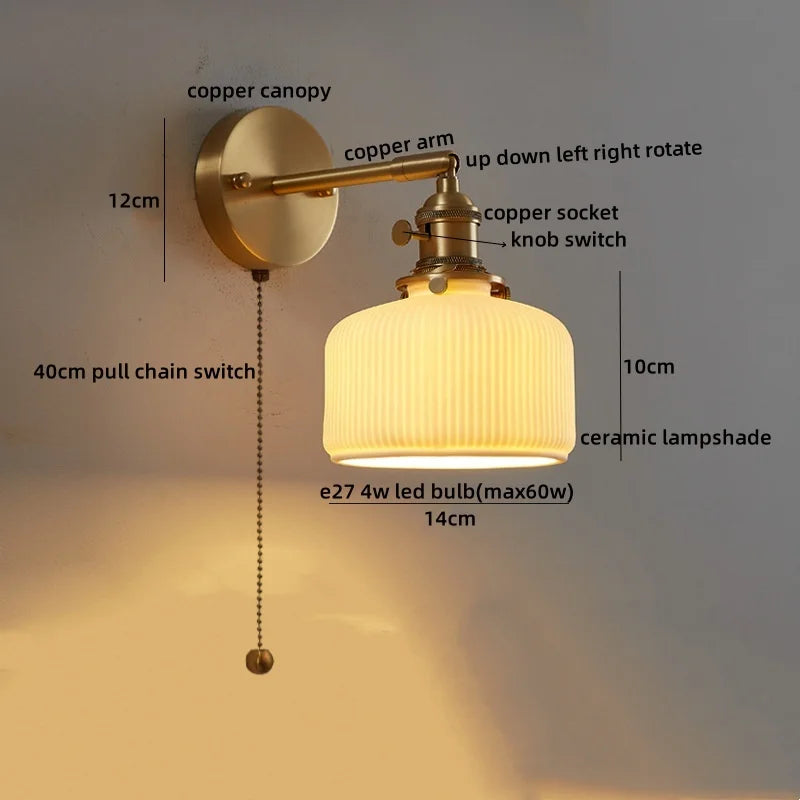 Afralia™ Nordic LED Wall Sconce Pull Chain Switch | Modern Bedroom Living Room Stair Light Fixtures